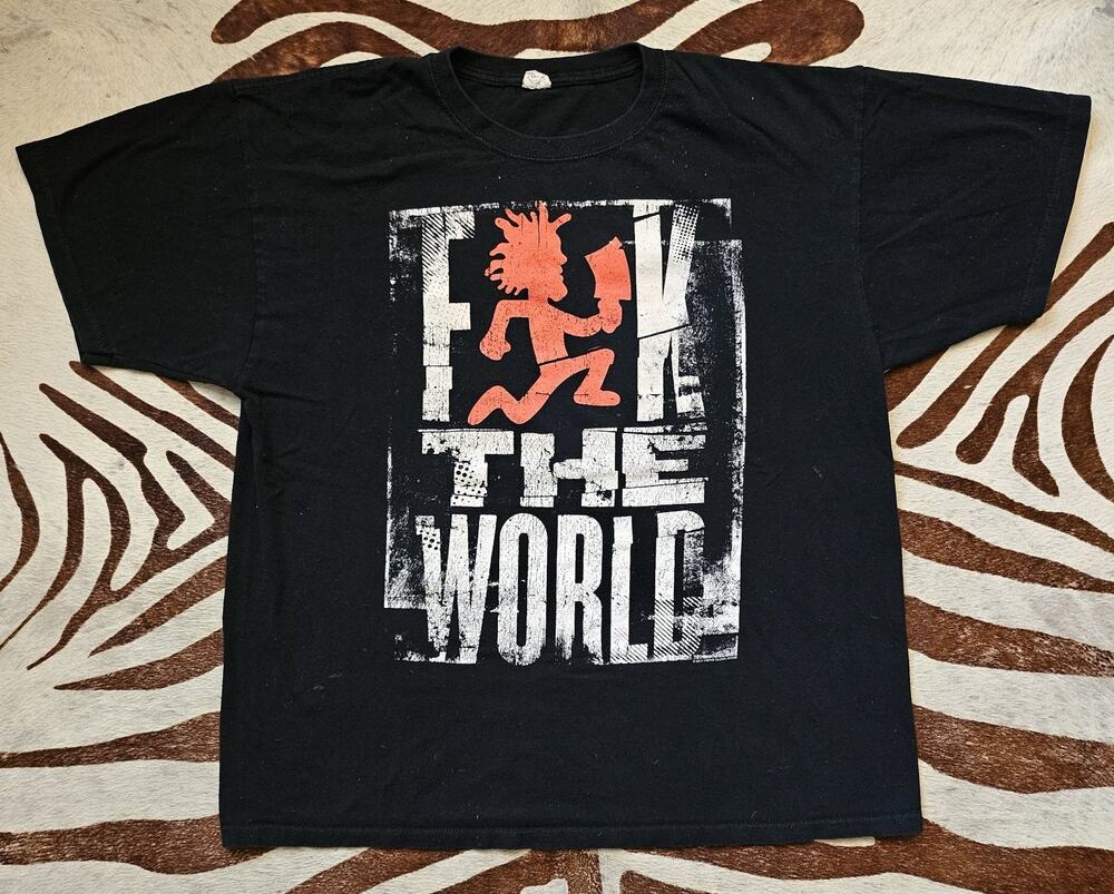 Y2K Insane Clown Posse ICP F*K The World T Shirt Men’s XL Rap Hip Hop Distressed